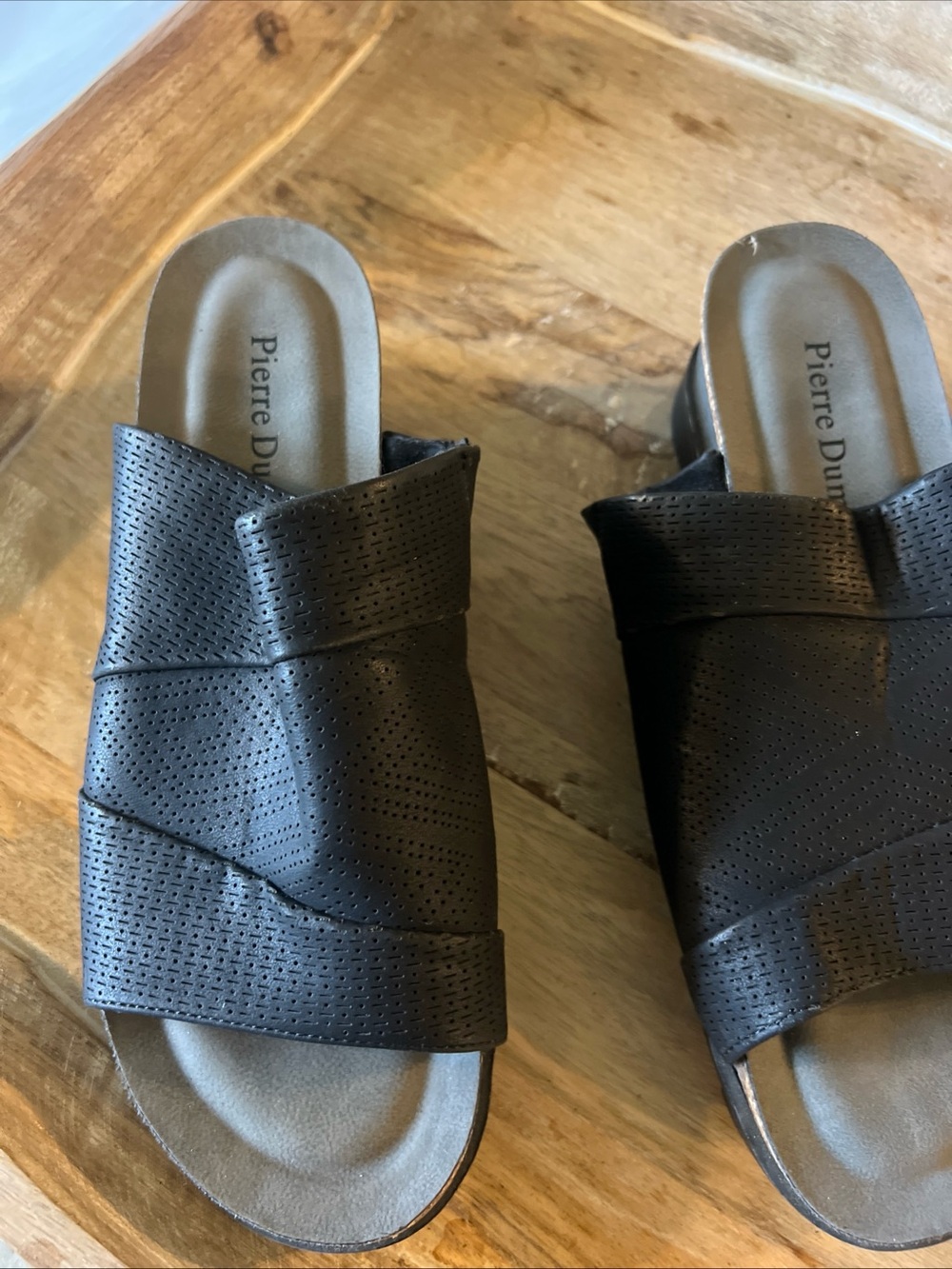 Pierre Dumas Black Perforated Slide Mules